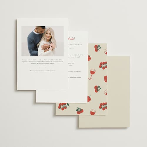 This is a tomato bridal shower invitations with standard by Kelly Watkins called gingham garden printing on signature in standard