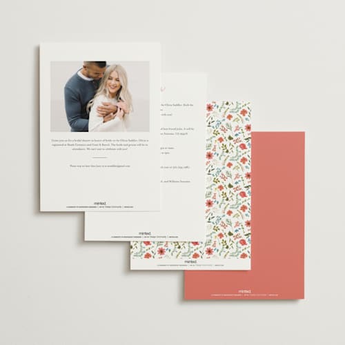 This is a papaya bridal shower invitations with standard by Susan Moyal called garden vine printing on signature in standard