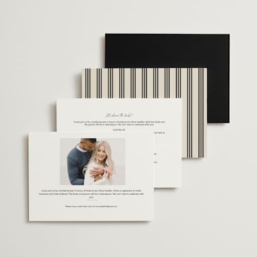 This is a buttercream bridal shower invitations with standard by Robert and Stella called mr. & mrs. printing on signature in standard