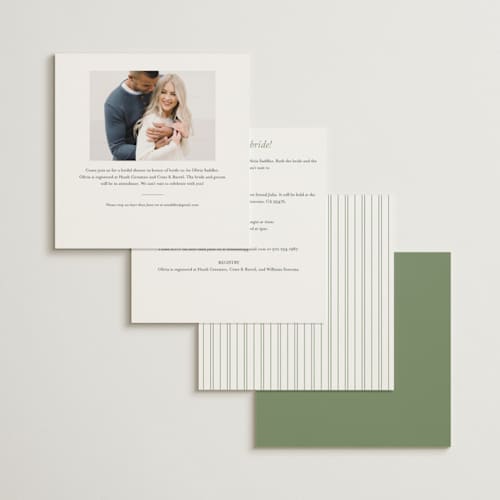 This is a garden bridal shower invitations with standard by Kelly Schmidt called chic script printing on signature in standard