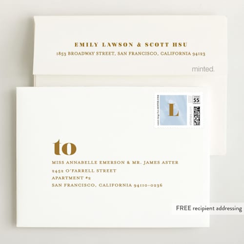 This is a golden baby thank you cards with standard by Ana Sharpe called bold arrival printing on signature in standard