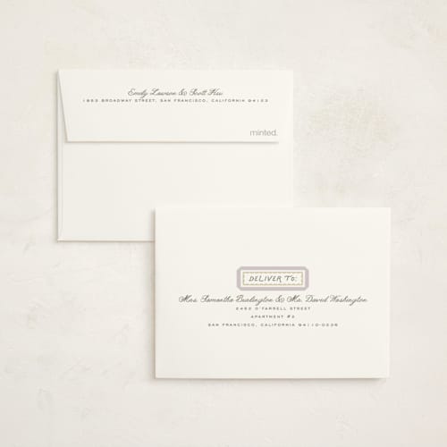 This is a grape baby thank you cards with standard by Everett Paper Goods called dolce printing on signature in standard