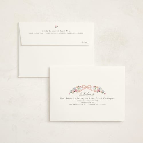 This is a blush baby thank you cards with foil pressed by Itsy Belle Studio called merie printing on strathmore in standard