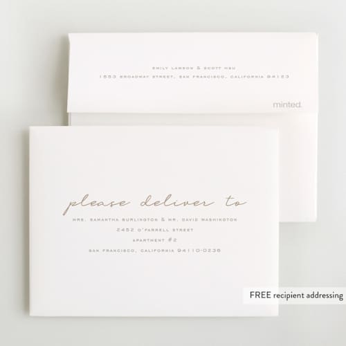 This is a powder baby thank you cards with foil pressed by Creo Study called border script printing on strathmore in standard