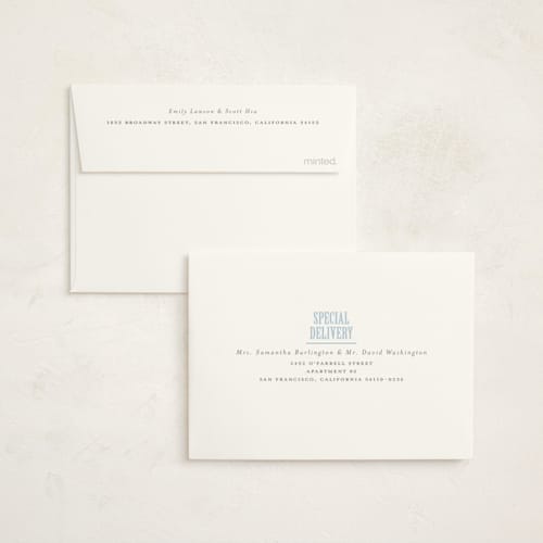 This is a sky baby thank you cards with standard by Erin Hodges called classic monogram printing on strathmore in standard