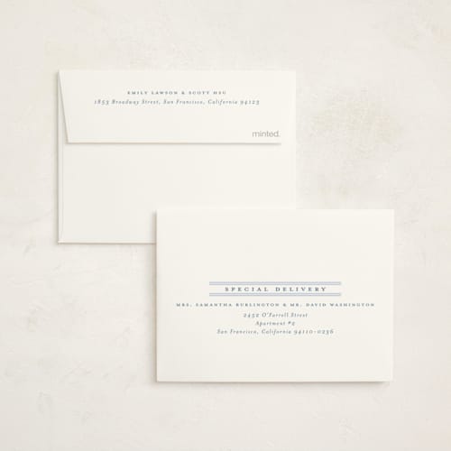This is a sky baby thank you cards with standard by Jennifer Holbrook called pinstripe frame printing on strathmore in standard