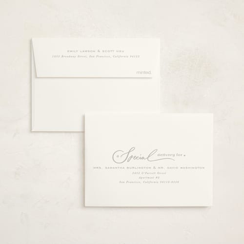 This is a cotton baby thank you cards with standard by Creo Study called sibling intro printing on strathmore in standard