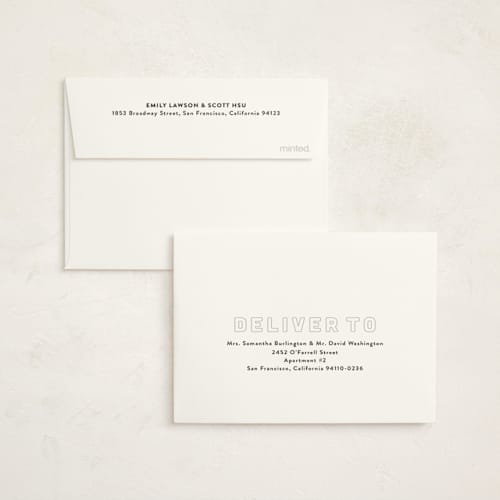This is a powder baby thank you cards with standard by Sara Hicks Malone called snug printing on strathmore in standard