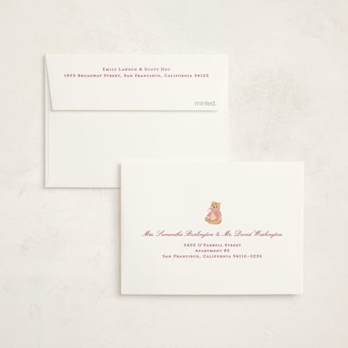 This is a ballet baby thank you cards with standard by Sarah Knight called bow printing on strathmore in standard