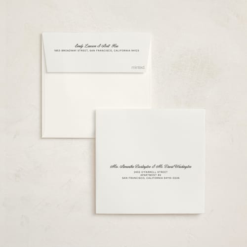 This is a petal birth announcements with standard by Jen Ramsey called baby time printing on signature in standard