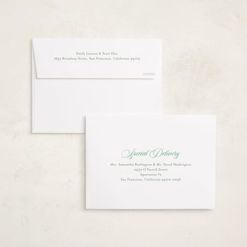 This is a clover birth announcements with standard by Megan Davis called hollis printing on recycled smooth signature in standard