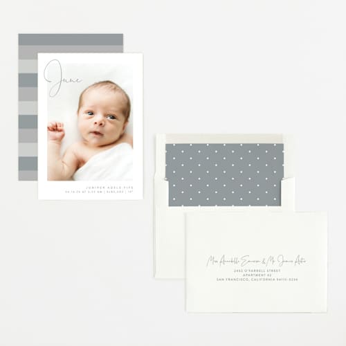 This is a storm birth announcements with standard by Olivia Raufman called chic introduction printing on recycled smooth signature in standard