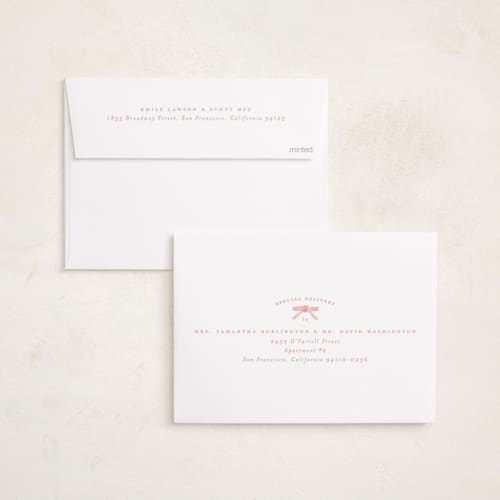 This is a blush birth announcements with standard by Claudia Orengo called preppy fabric printing on recycled smooth signature in standard