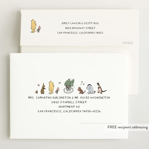 This is a natural birth announcements with standard by Heather Schertzer called hundred acre wood printing on recycled smooth signature in standard
