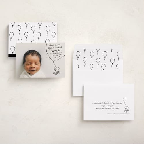 This is a ink birth announcements with standard by Pink House Press called disney's classic pooh printing on recycled smooth signature in standard