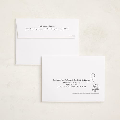 This is a ink birth announcements with standard by Pink House Press called disney's classic pooh printing on recycled smooth signature in standard