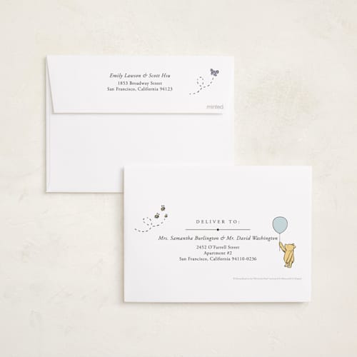 This is a cloud birth announcements with standard by Heather Schertzer called disney sweetest adventure printing on recycled smooth signature in standard