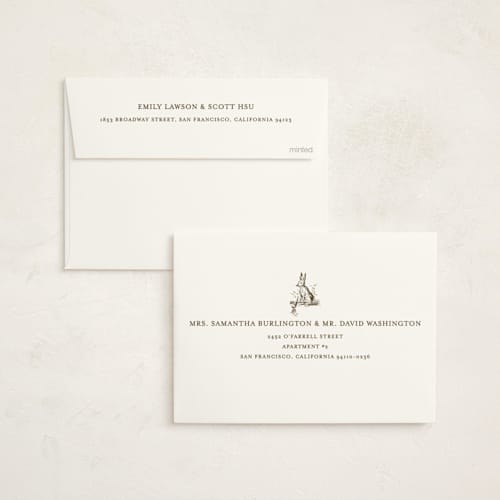 This is a blush birth announcements with standard by Megan Davis called classic bunny printing on signature in standard