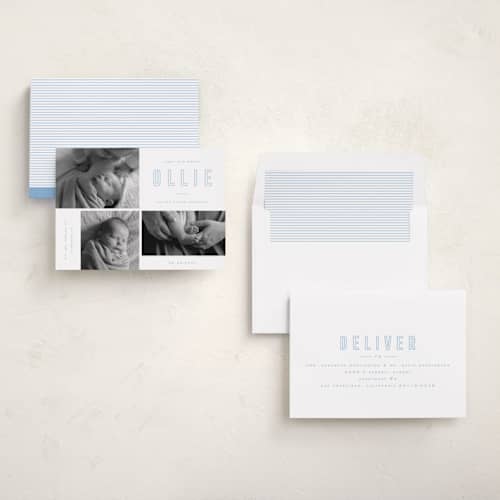 This is a sky birth announcements with standard by Kristie Kern called sweet gallery printing on recycled smooth signature in standard