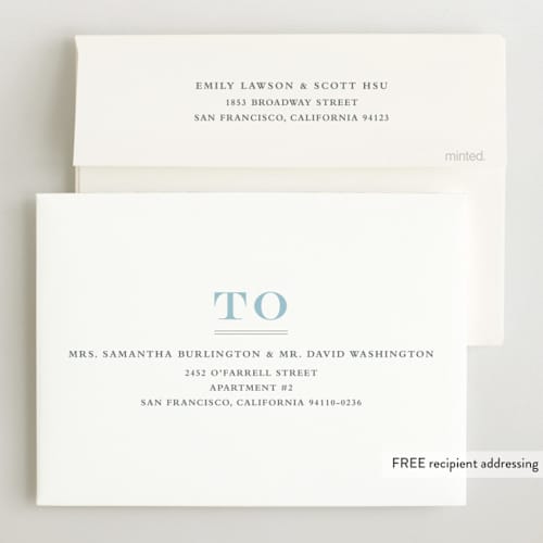 This is a powder birth announcements with standard by Stacey Meacham called stately monogram printing on recycled smooth signature in standard