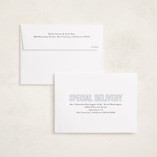 This is a glacier birth announcements with standard by Susan Asbill called little name printing on recycled smooth signature in standard