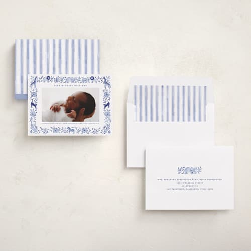 This is a ink birth announcements with standard by Sarah Knight called wild one printing on recycled smooth signature in standard