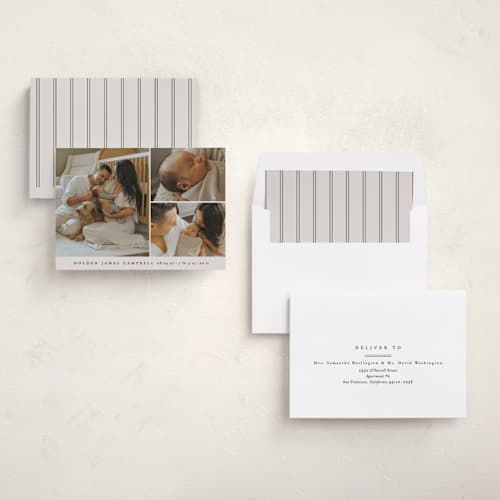 This is a cloud birth announcements with standard by Brianne Larsen called sweet three printing on recycled smooth signature in standard