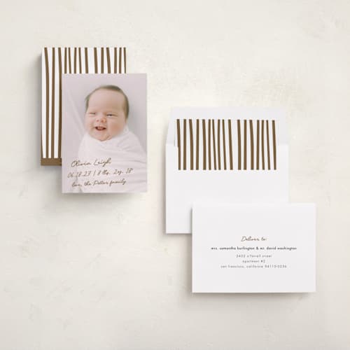 This is a bark birth announcements with standard by AK Graphics called signed with love printing on recycled smooth signature in standard