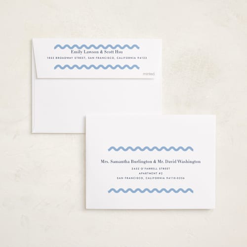 This is a bluebell birth announcements with standard by Megan Davis called ric rac printing on recycled smooth signature in standard
