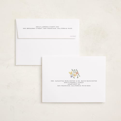 This is a garden birth announcements with standard by Grae called tiny flowers printing on recycled smooth signature in standard