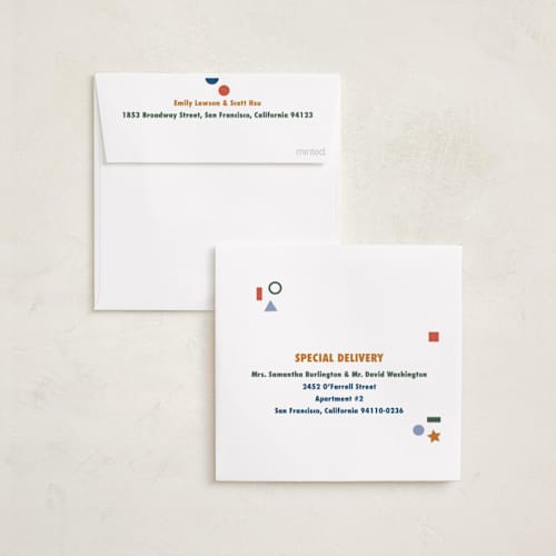 This is a forest birth announcements with standard by Tamara Hilje called geometric printing on recycled smooth signature in standard