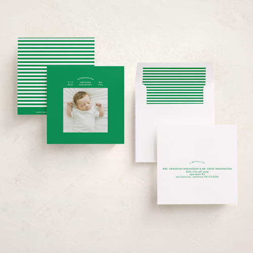 This is a grass birth announcements with standard by Phrosné Barwood called my child printing on recycled smooth signature in standard
