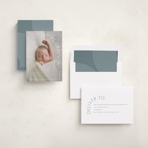 This is a snow birth announcements with standard by Lauren Chism called take shape printing on recycled smooth signature in standard