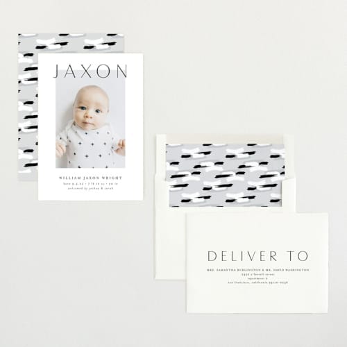 This is a ash birth announcements with standard by Lehan Veenker called lift printing on recycled smooth signature in standard