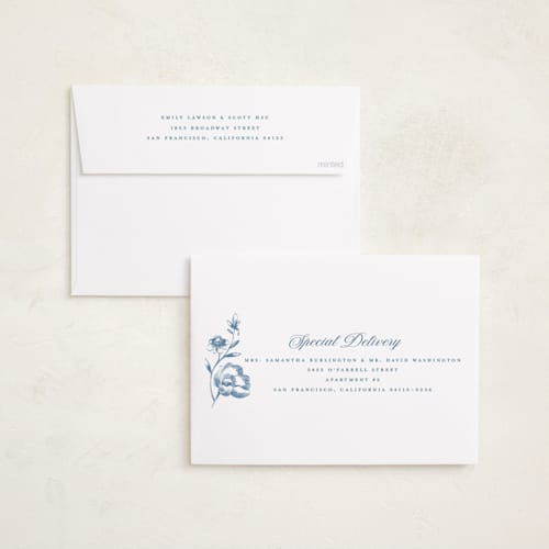 This is a cloud birth announcements with standard by Teju Reval called dreamy garden printing on signature in standard