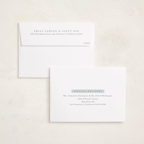 This is a soft sky birth announcements with standard by Olivia Raufman called tailored frame printing on recycled smooth signature in standard
