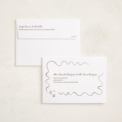 This is a linen birth announcements with standard by Zove Ahhh called dreamland printing on recycled smooth signature in standard