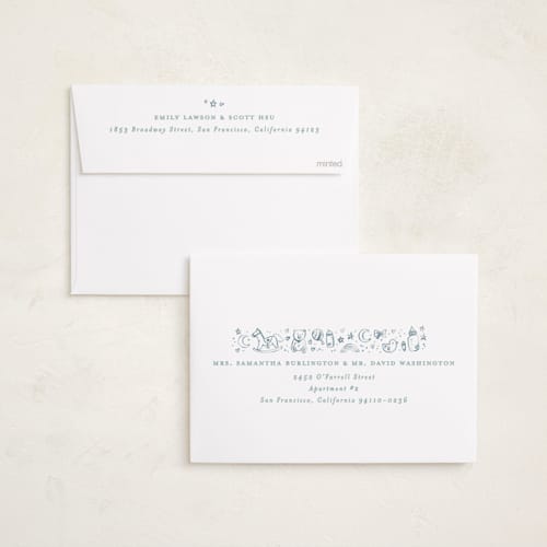 This is a bluebird birth announcements with standard by Creo Study called iconic bebe printing on recycled smooth signature in standard