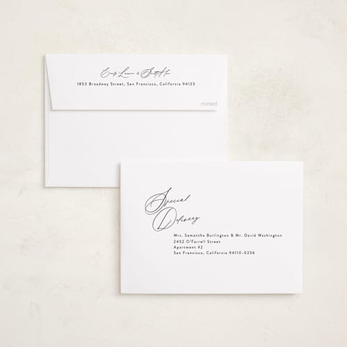 This is a vanilla birth announcements with standard by Olivia Raufman called dashing printing on recycled smooth signature in standard