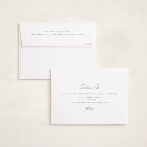 This is a powder birth announcements with standard by Paper Raven Co. called constance printing on recycled smooth signature in standard