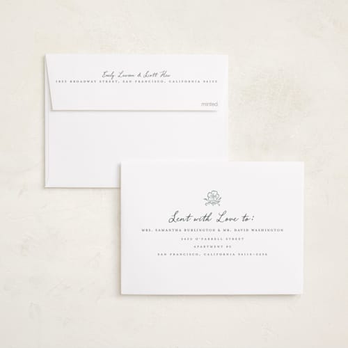 This is a powder birth announcements with standard by Vera Lim called vintage lace stripes printing on recycled smooth signature in standard