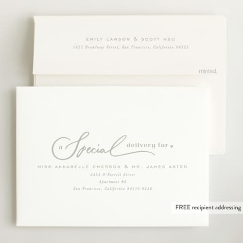 This is a cotton birth announcements with standard by Creo Study called sibling intro printing on recycled smooth signature in standard