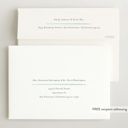 This is a mint birth announcements with standard by Lauren Chism called golightly printing on recycled smooth signature in standard