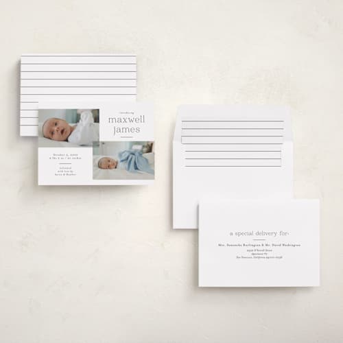 This is a galaxy birth announcements with standard by Emily Betts called handsome two printing on recycled smooth signature in standard
