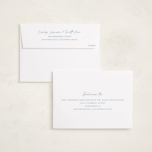 This is a bluebell birth announcements with standard by Vanessa Doyle called color block printing on recycled smooth signature in standard