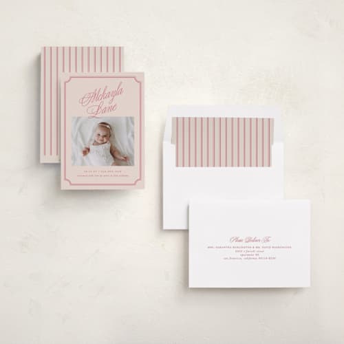 This is a grapefruit birth announcements with standard by Kelly Watkins called sweet marquee printing on recycled smooth signature in standard