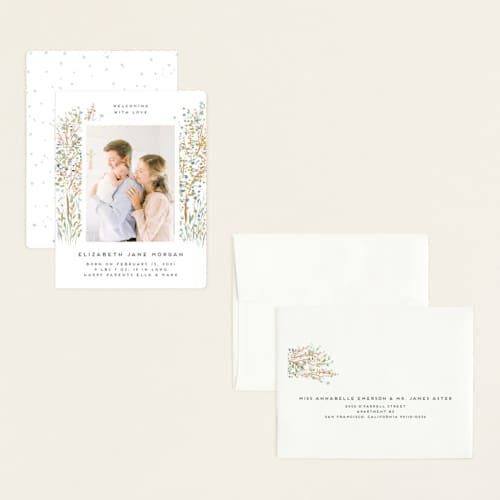 This is a tangerine birth announcements with standard by Petra Kern called life is everywhere printing on signature80 in booklette