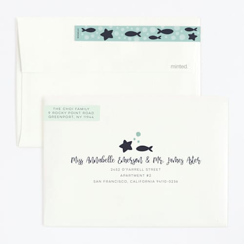 This is a deep sea kids birthday invitations with foil pressed by peetie design called glitter mermaid printing on signature in standard