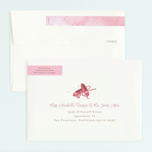This is a rose kids birthday invitations with foil pressed by Kanika Mathur called little ballerina printing on signature in standard