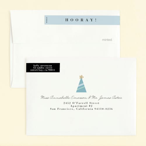 This is a sky kids birthday invitations with foil pressed by Oma N. Ramkhelawan called brushed cake printing on recycled smooth signature in standard
